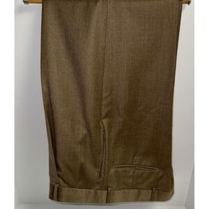 Paul Fredrick Herringbone Wool Trouser Mens 36x30 Brown Dress Pants Slacks